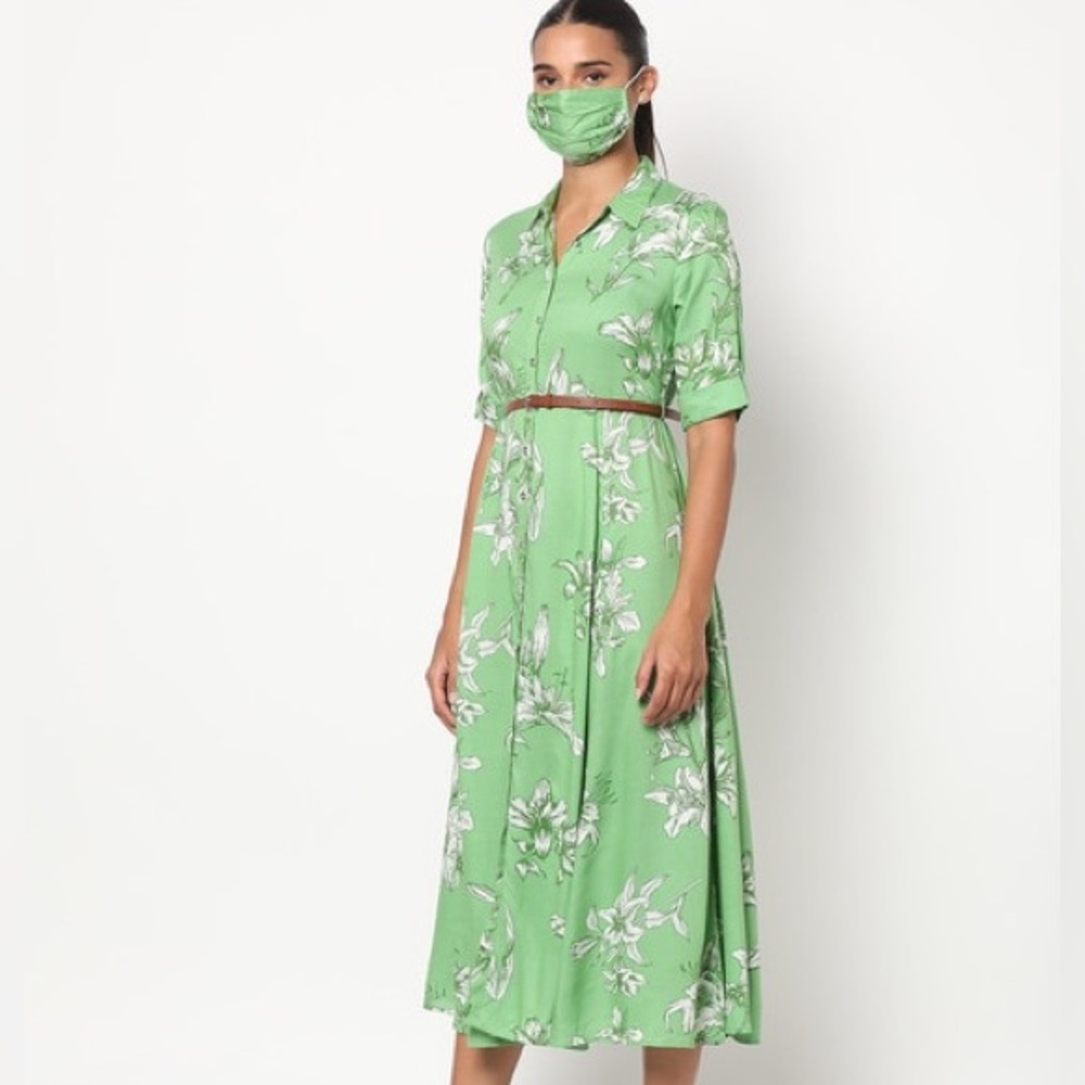 Fig Floral Green Dress size L